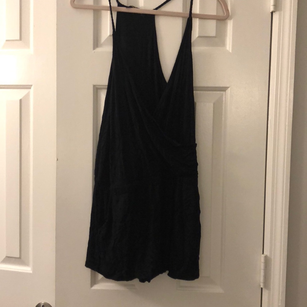 Black deep v romper